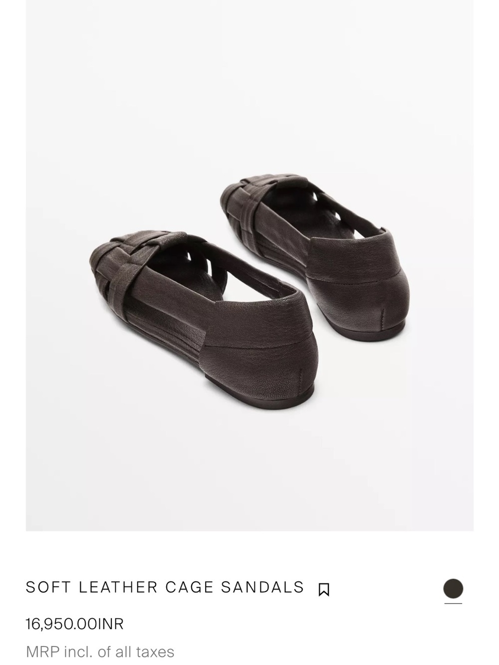 Massimo Dutti Woven Leather Cage Sandals - dark brown - Picture 2 of 8